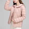 thumbnail image 4 of Cameland Women's Solid Color Lightweight Down Jacket Short Hooded Long Sleeved Versatile Jacket Long Sleeved Cotton Jacket, 4 of 7