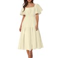 thumbnail image 1 of Économies d'Été Liquidation 2025 Bovxnpu Robe d'Été pour Femmes, Robes Maxi Décontractées Boho Plage, Mode Femmes Robe d'Été Décontractée Col Carré Manches Courtes Robe Unie P, 1 of 5