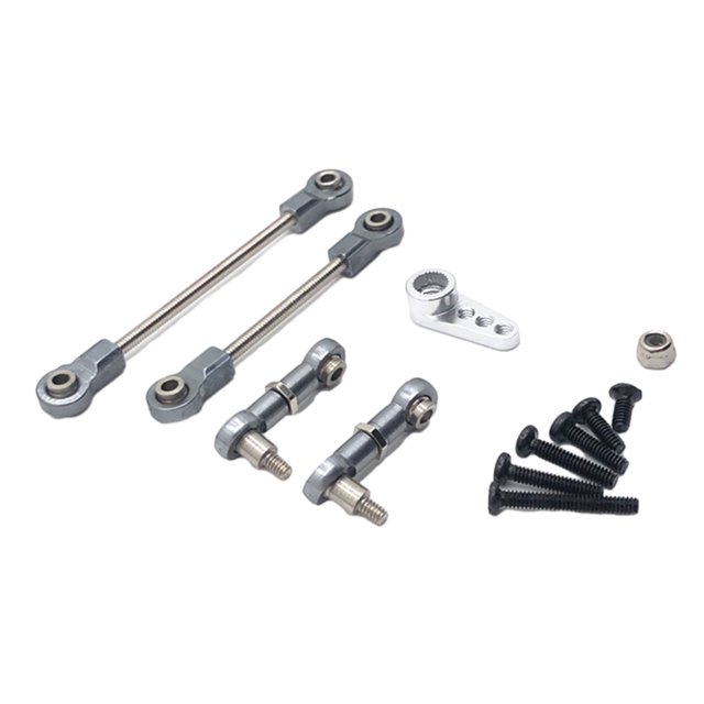 mmirethe Steering Link Rod Pull Rods Servo Links Linkage 28T Servo Arm For 1/28 Wltoys K969 Pull Rods Metal Upgrade Adjustable Titanium color 1Set