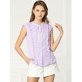thumbnail image 2 of INSPIRE CHIC Women's Tie Neck Cap Sleeve Button Down Ruffle Summer Shirt, 2 of 6