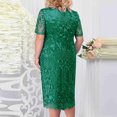 thumbnail image 4 of Robe d'Été pour Femmes 2024 Mode Grande Taille Robe à Manches Courtes avec Empiècements Brodés en Dentelle Cocktail Fête Rabais de 50 % Liquidation!, 4 of 6
