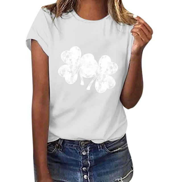 TopLLC St. Patrick's Day Patricks Day Chemises pour Femmes Hauts de Sarrau St Patricks Day Mode pour Dames St. Imprimé Manches Courtes Col Rond Chemise Femme Décontractée Ample
