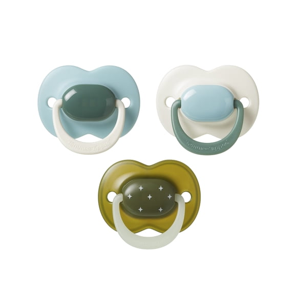 Suce Tommee Tippee Ultimate Fit Jour et NightGlow, 18 à 36 mois, paquet de 3, couleurs contrastées et modèles lumineux dans le noir, peut être stérilisée et lavée au lave-vaisselle.