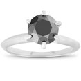 thumbnail image 1 of 1 Ct Black Diamond Solitaire Engagement Ring 14K White Gold, 1 of 4
