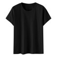 thumbnail image 4 of WTXUE T-Shirts à Manches Courtes, Chandails à Col Rond pour Femmes Chandails en Coton Chandails Amples T-Shirts Hauts Amples Unis / Décontractés pour Femmes Noir TG, 4 of 8