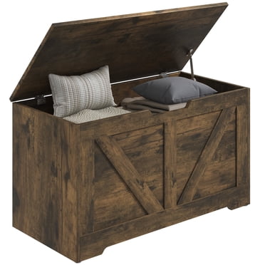 HOMCOM Coffre de Rangement pour Salon, Boîte en Bois, 31,5 Po L, Brun