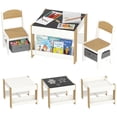 thumbnail image 1 of Qaba 3 Piece Kids Table and Chair Set with Reversible Tabletop, Nature Wood, 1 of 10