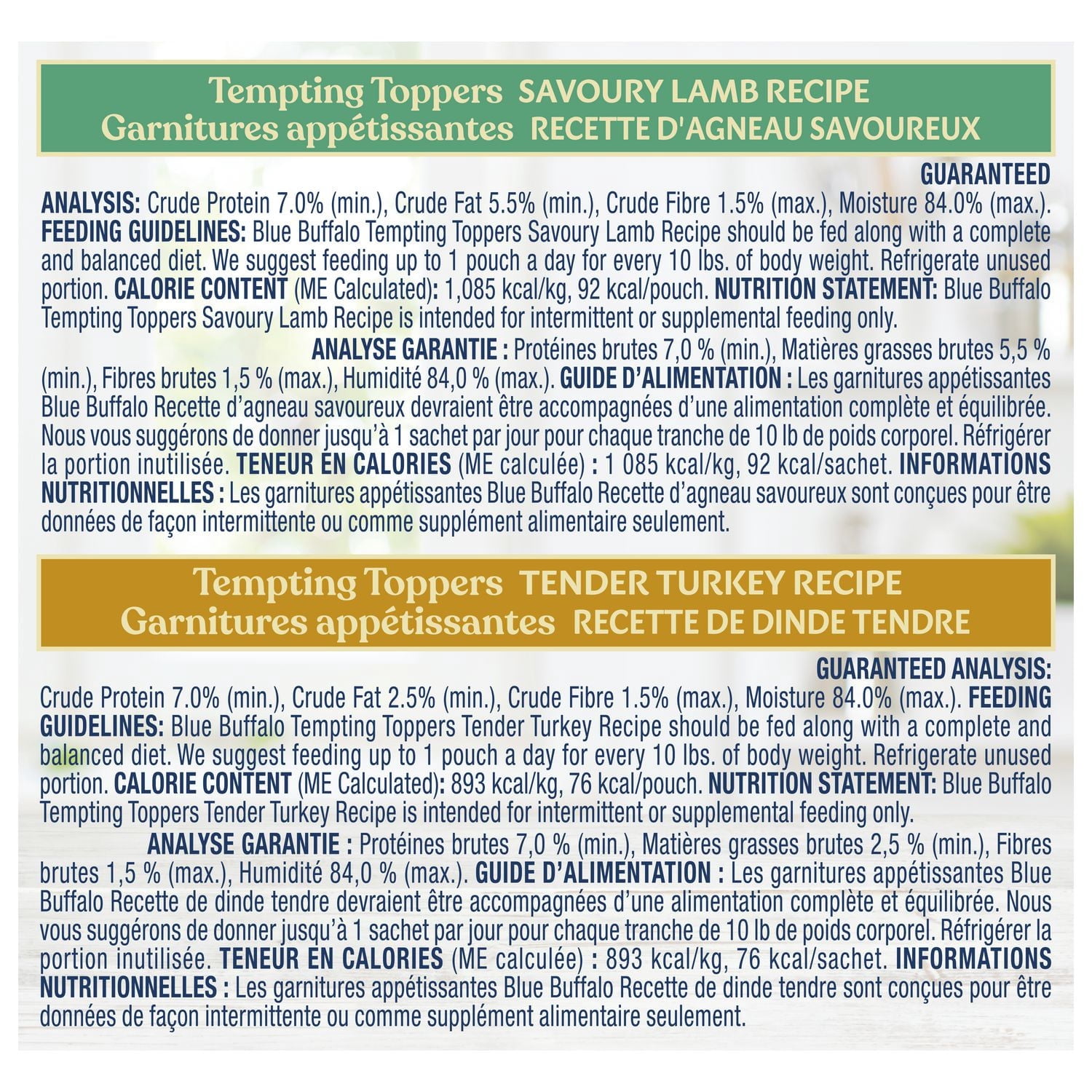 Blue Buffalo Tempting Toppers Natural Wet Dog Food Topper Variety, Lamb & Turkey Dinner 100g