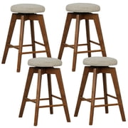 Costway Set of 4 Swivel Bar Stools Upholstered Counter Height Chairs with Rubber Wood Legs