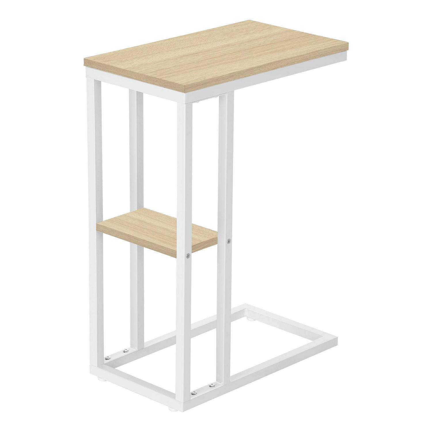 Monarch Specialties Table D'appoint, En Forme De C, Bout, Côté, Collation, Salon, Chambre À Coucher, Métal, Stratifié, Naturel, Blanc, Contemporain, Moderne