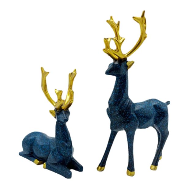 GROWTH TANK Couple Cerf Statue Nordique Moderne Statue Résine Forêt Artisanat Cadeaux Renne