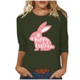 thumbnail image 1 of RKSTN Hauts pour Femmes Pâques Mignon Lapin Imprimé Coupe Ample Hauts Col Rond Manches 3/4 Printemps Été Blouse Douce Hauts, 1 of 4