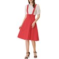 thumbnail image 2 of Unique Bargains Jupe Midi Plissée à Bretelles Rétro à Taille Élastique pour Femme Rouge P, 2 of 6