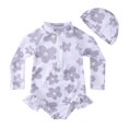 thumbnail image 1 of Toddler Girl Rash Guard Swimwear Flounce Printed Long Sleeve Sun Protection Summer Swimsuit 3-4 Years Girls Clothing, 1 of 8