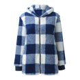thumbnail image 4 of B91xZ Veste Longue en Polaire pour Femmes Mode Automne et Hiver Cardigan Court Chaud Uni, Bleu G, 4 of 4