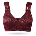 thumbnail image 4 of Wingslove Women's Full Coverage Plus Size Bra Non Padded Wireless Minimizer Bra, Wine Red 50G, 4 of 7