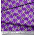 thumbnail image 2 of Soimoi Purple Poly Georgette Fabric Artistic Flower Damask Decor Fabric Printed Yard 42 Inch Wide, 2 of 5