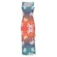 thumbnail image 3 of Womens Sleeveless Tight Maxi Dress Side Slit Drawstring Ruched Slim Fit Tank Dress U Neck Summer Club Beach Sun Dresses, 3 of 4