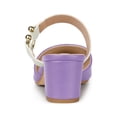 thumbnail image 2 of BLISSFUL STEP Mules pour Femmes Bout Pointu Bride à Boucle Talon Bloc Chaussures à Enfiler Violet Blanc 9, 2 of 7