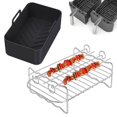 thumbnail image 2 of 2Pcs Air Fryer Accessories Set with Air Fryer Silicone Pot and Double Layer Rack with Skewer Reusable Air Fryer Liner with Handle Stainless with 4 Skewers, 2 of 9