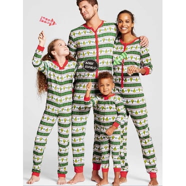 Family Matching Christmas Pajamas Set Green Stripe Onesies Sleepwear Xmas Nightwear Pajamas PJs