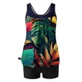 thumbnail image 3 of UPPADA Tankini Maillots de Bain pour Femmes Modestes Maillots de Bain Grande Taille Deux Pièces Tankini Maillot de Bain avec Soutien-Gorge Col Ras du Cou Haut à Motif Floral et Short Garçon 2 Pcs Maillots de Bain Confortables pour Vacances Économies Bleu,TG, 3 of 6