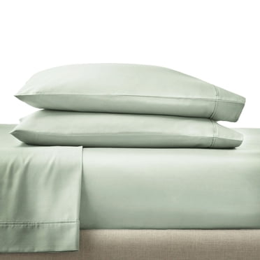 Better Homes & Gardens Ensemble de draps en satin de coton 300 fils, 4 pièces – Mer douce, Grand lit (Queen)