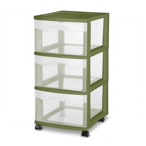Sterilite 3 Drawer Cart, Green