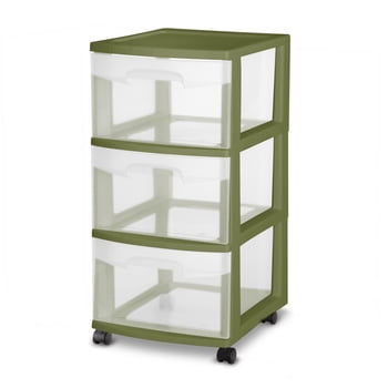 Sterilite 3 Drawer Cart, Green