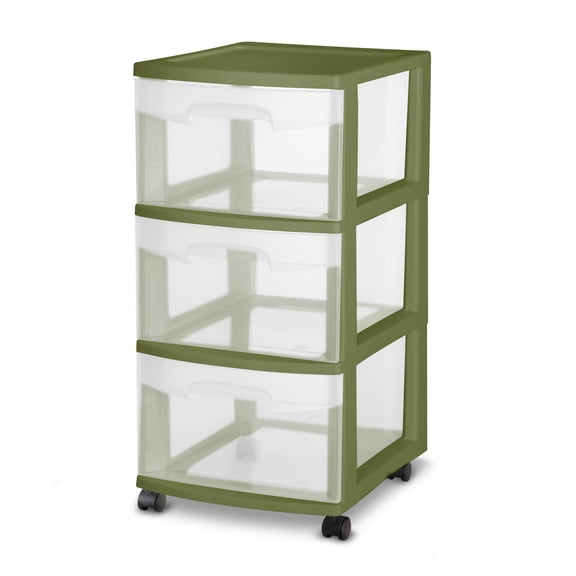 Sterilite 3 Drawer Cart, Green