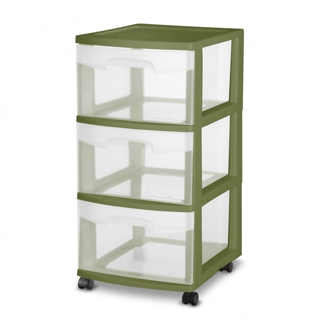 Sterilite Caisson à 3 Tiroirs, vert