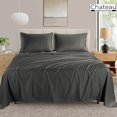 thumbnail image 2 of 100% Cotton Sheets King Size Sheets Set With Fitted Sheet & Pillowcase Sets, 400 Thread Count Sateen Weave 4 Piece Deep Pocket King Sheet Set, Soft & Comfy Naturally Cool Luxury Bedding- Charcoal, 2 of 5