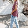 thumbnail image 2 of Casual Style Loose Short-sleeved Pockets Stitching Solid Color T-shirt Simple Natural Fashion Ladies Set Short Sleeves, 2 of 3