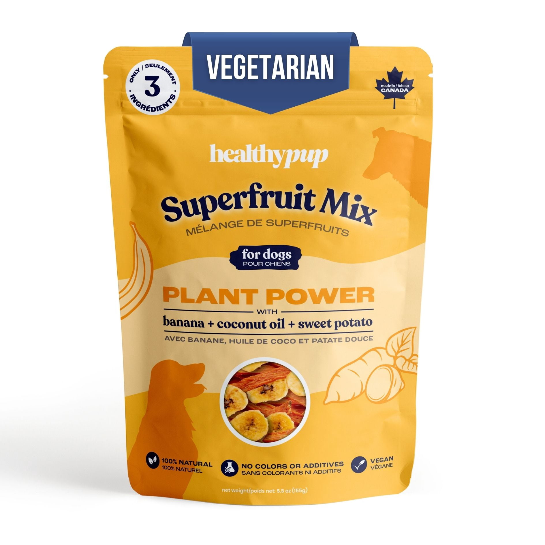 The Healthypup Co - Superfruit Mix - Soft Vegan Dog Treats with Banana, Sweet Potato & Coconut Oil, 5.5-oz bag