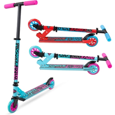 Folding Kick Scooter for Kids Ages 5–10 – Carve 100 – Lightweight Steel Frame, Adjustable Handlebar, Smooth 100 mm Wheels – Teal – Madd Gear