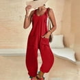 thumbnail image 4 of B91xZ Combinaisons Décontractées Sans Manches pour Femmes une-Pièce Bretelles Réglables Pantalons Chauds Décontractés, Rouge TTG, 4 of 5