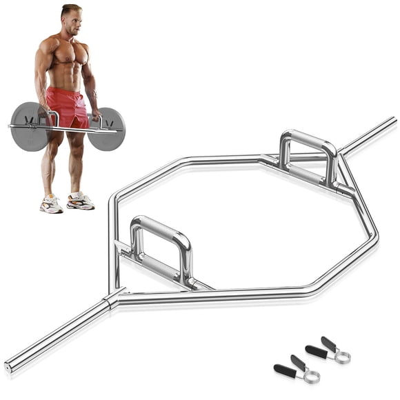 Gymax Heavy Duty Olympic Hex Trap Bar w/ Flat or Raised Knurled Handles for Squats