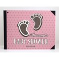 thumbnail image 2 of Darling Souvenir Pink Baby Footprint & Stars Printed Hardbound Cover PersonalizedGuestbookFor Baby ShowerGuestSign InBookRegistry-9 x 12 Inches, 2 of 4