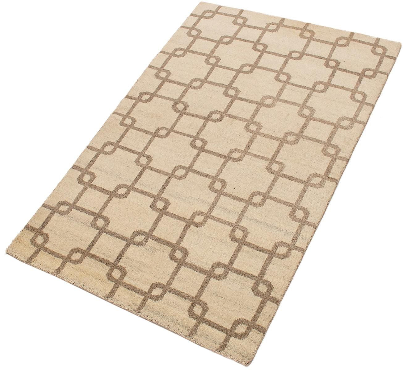 ECARPETGALLERY Tapis Noué à la Main pour Salon, Salle à Manger et Chambre à Coucher Marocain Collection Tangier 4'11" x 7'8" en Ivoire