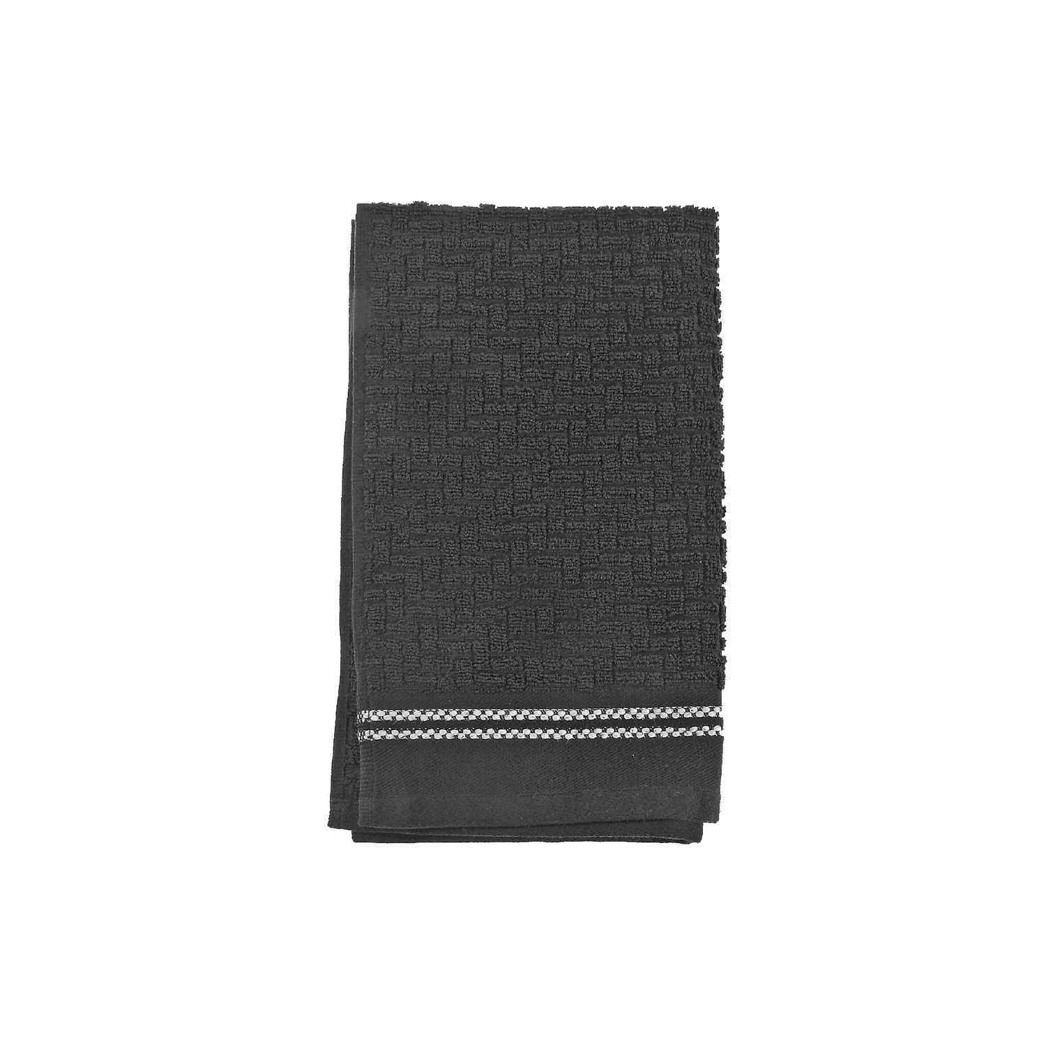Serviette De Luxe Point Main (16 X 27) (Noir) - Set of 6