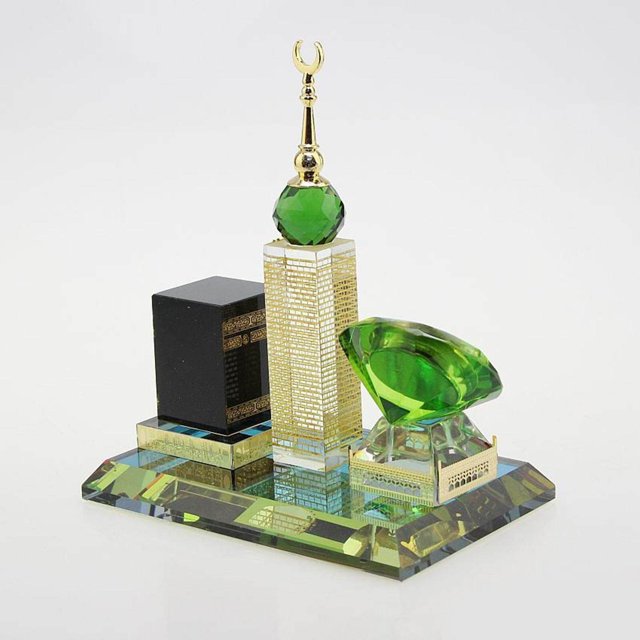 Muslim Crystal Miniature Islamic Building Handicraft Souvenir Muslim Crystal Miniature Islamic Ornaments Showpiece Desktop Decor Architecture Home Room Car