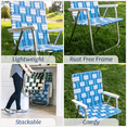 thumbnail image 4 of Lawn Chair USA - Chaise Classique Pliante en Aluminium à Sangles - Chaise d'Extérieur Durable, Portable et Confortable - Idéale pour le Camping, les Sports et les Concerts - Rayures Bleues et Blanches, 4 of 6