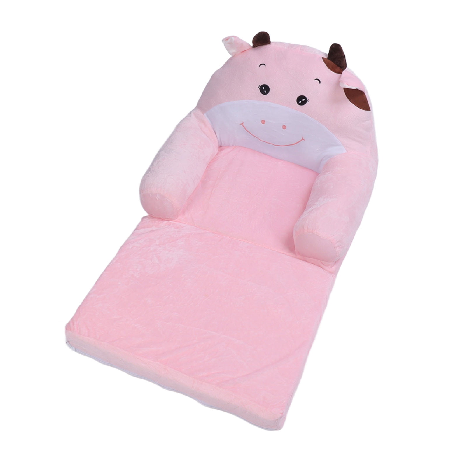 Kids Sofa Cartoon Soft Comfortable Children Folding Couch Sofa Bed Boys Girls Bedroom Pink Cow