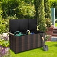 thumbnail image 3 of Gymax 2-in-1 PE Wicker Outdoor Storage Box Furniture Deck Box Garden Tools Mix Brown, 3 of 10