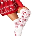 thumbnail image 2 of Women‘s Christmas Thigh High Socks Snowflake Print Knit Stockings, 2 of 5