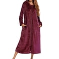 thumbnail image 1 of Kcodviy Flannel Long Sleeve Robe Womens Robes 3X with Hood and Zipper Robes with Hood Couples' Sleepwear for Autumn Women Shower Robe with Hood and Winter, 1 of 8