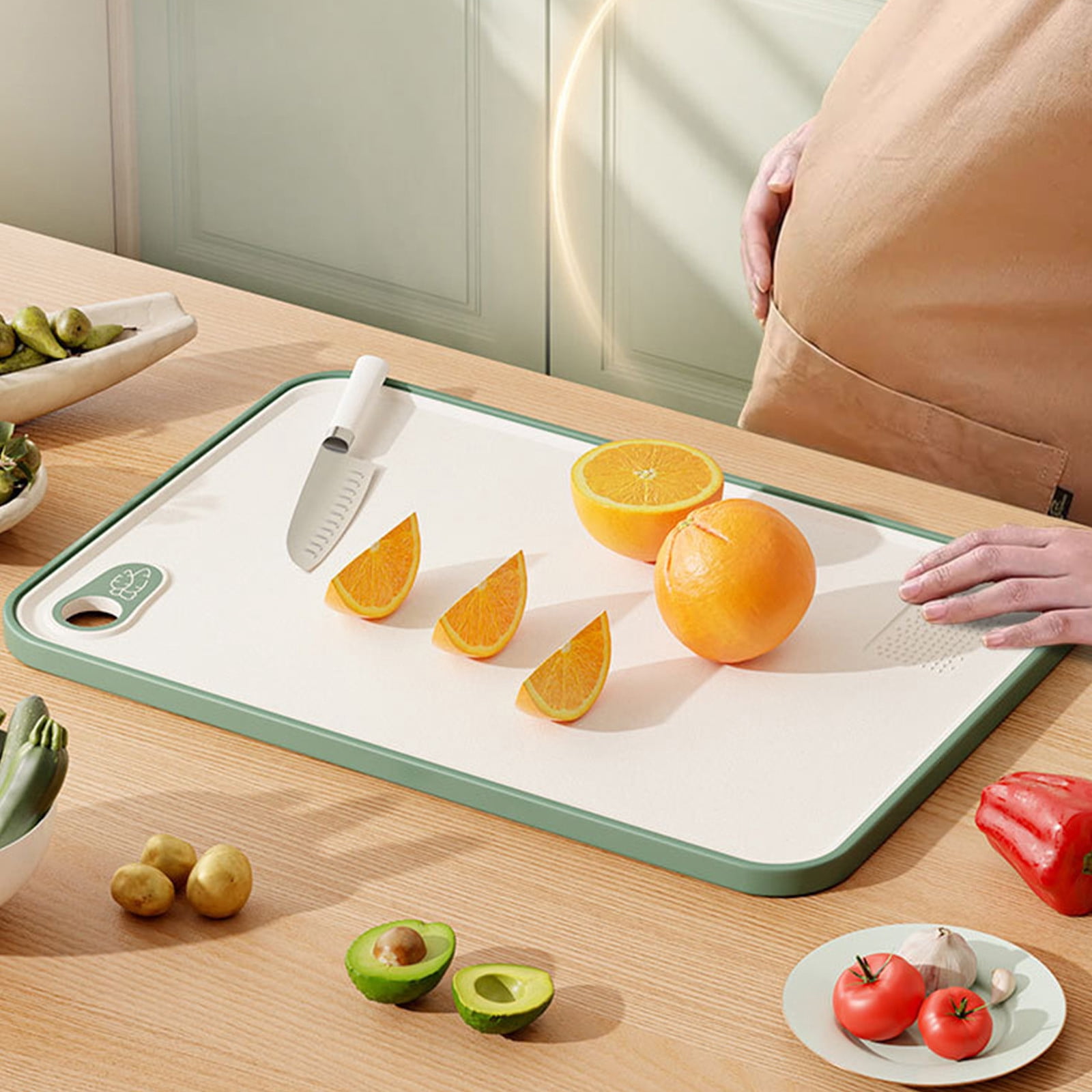 TIMIFIS Digital Thermometer Thickened Antispill Chopping Board with Grinder Slipresistant Food Grade Plastic Cutting Board for Safe and Messfree Prep Both Sides Can Be Used Apartment Essentials