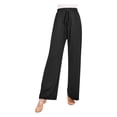 thumbnail image 1 of Diufon Straight Pants for Women Elastic High Waist Drawstring Pants Cotton Solid Color Lounge Wide Leg Pants, 1 of 5