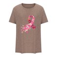 thumbnail image 4 of TIMIFIS Chandails de Sensibilisation au Cancer du Sein pour Femmes Été Ample Imprimé T-Shirt à Col Rond Manches Courtes Blouse Décontractée Automne/hiver, 4 of 5