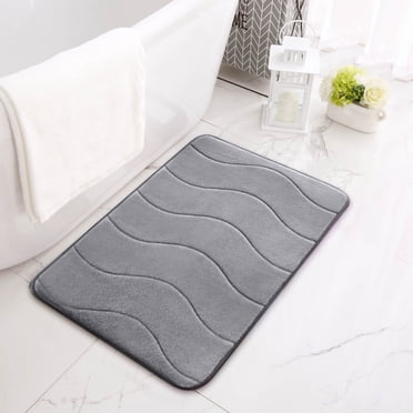 Bath Rugs for Bathroom Washable Thick Striped Memory Foam Bath Rugs, Soft Absorbent Velvet Bathroom Mats, Dots on Underside, Machine Washable Bathmat, Carpet Rug Room Décor for Shower Floor